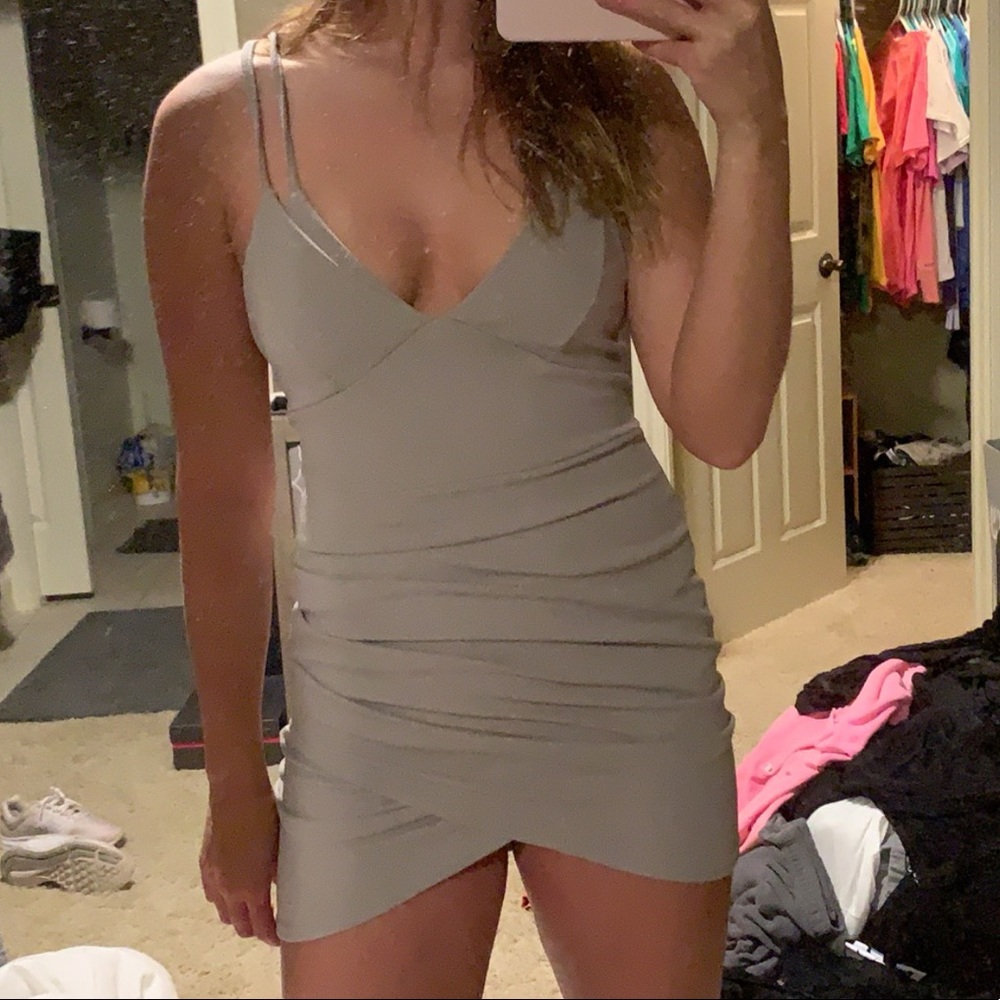 pretty little thing icy grey dress NWT